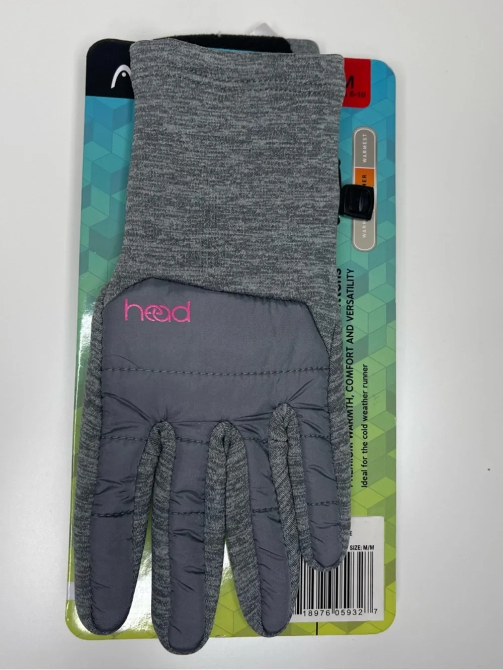 NEW Girl's HEAD Hybrid Winter Gloves (Gray Heather / Pink) Youth Size MEDIUM